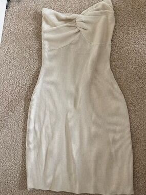 Amazon Strapless Twist Front Knit Dress in Cream